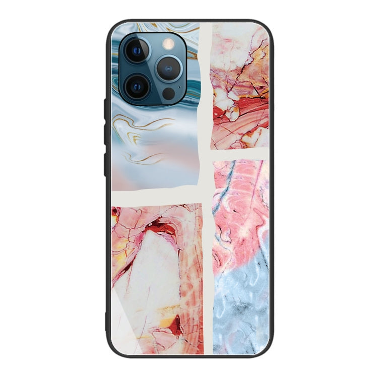 For iPhone 13 Pro Abstract Marble Pattern Glass Protective Case