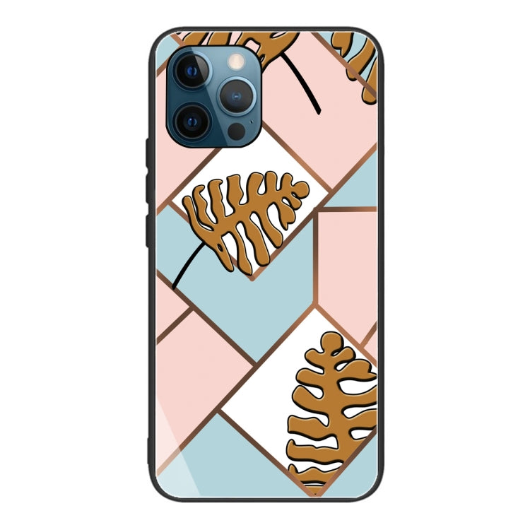For iPhone 13 Pro Max Abstract Marble Pattern Glass Protective Case