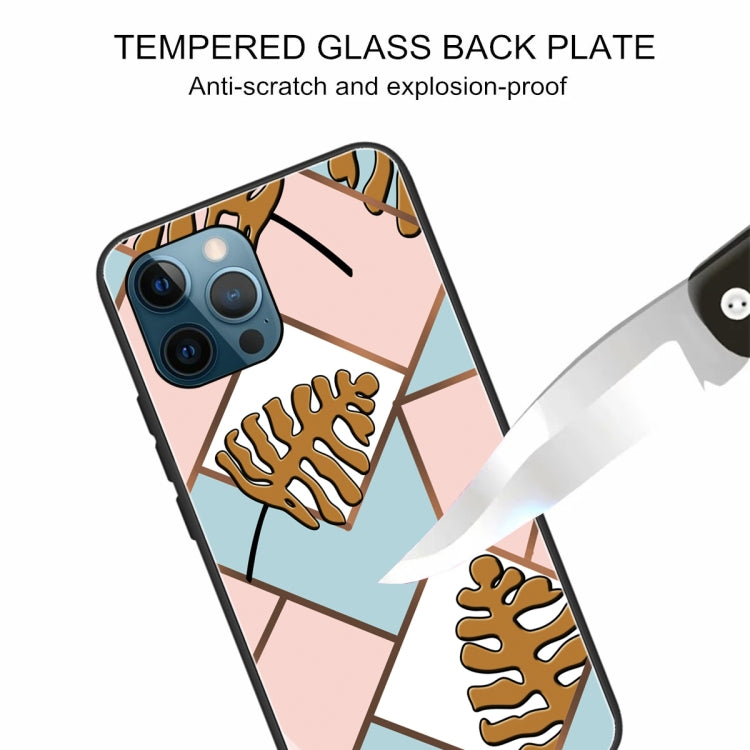 For iPhone 13 Pro Max Abstract Marble Pattern Glass Protective Case