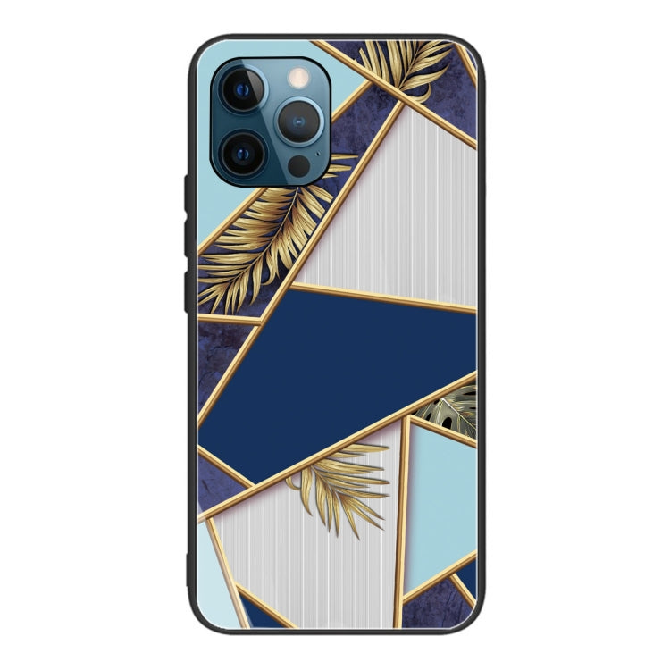 For iPhone 13 Pro Max Abstract Marble Pattern Glass Protective Case