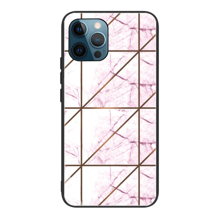 For iPhone 13 Pro Max Abstract Marble Pattern Glass Protective Case