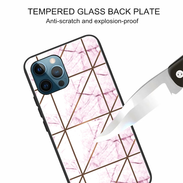 For iPhone 13 Pro Max Abstract Marble Pattern Glass Protective Case