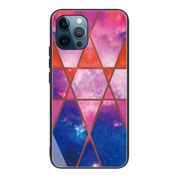 For iPhone 13 Pro Max Abstract Marble Pattern Glass Protective Case