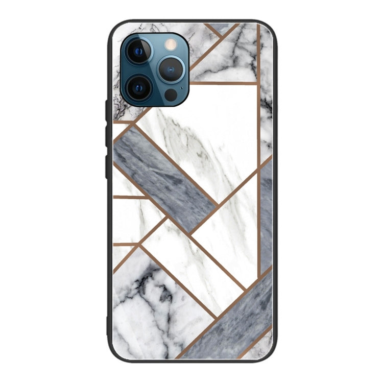For iPhone 13 Pro Max Abstract Marble Pattern Glass Protective Case