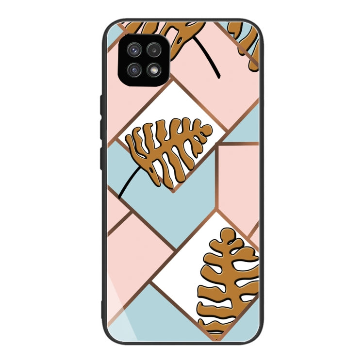 For Samsung Galaxy A22 5G Abstract Marble Pattern Glass Protective Case