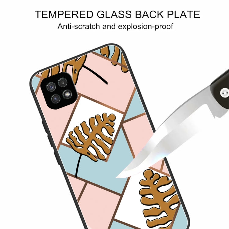 For Samsung Galaxy A22 5G Abstract Marble Pattern Glass Protective Case
