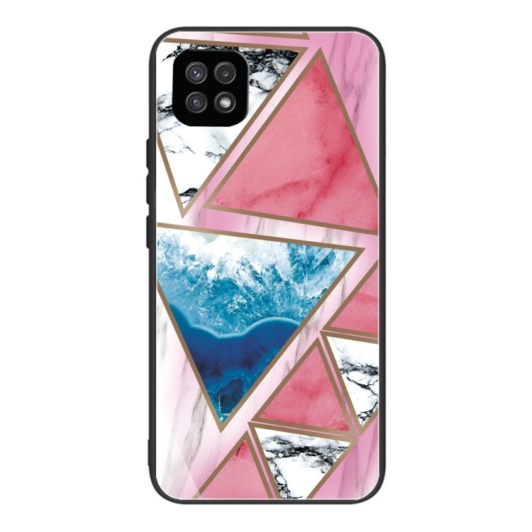 For Samsung Galaxy A22 5G Abstract Marble Pattern Glass Protective Case