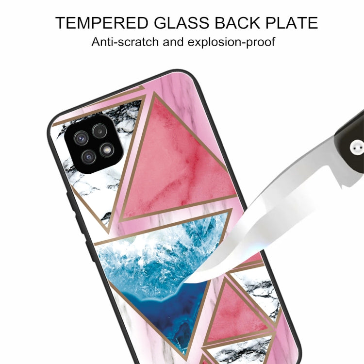 For Samsung Galaxy A22 5G Abstract Marble Pattern Glass Protective Case