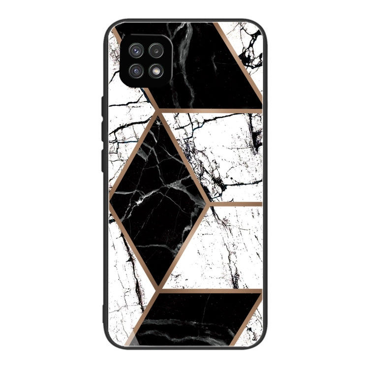 For Samsung Galaxy A22 5G Abstract Marble Pattern Glass Protective Case