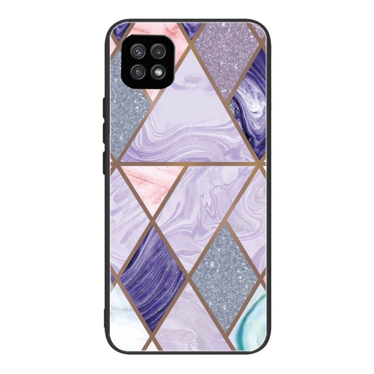For Samsung Galaxy A22 5G Abstract Marble Pattern Glass Protective Case