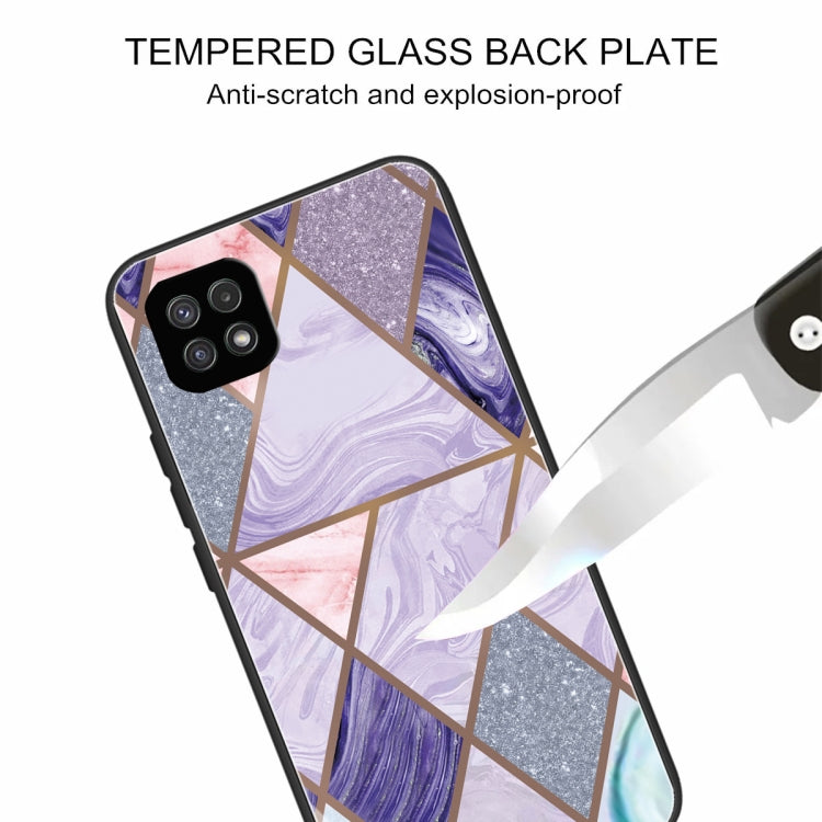 For Samsung Galaxy A22 5G Abstract Marble Pattern Glass Protective Case