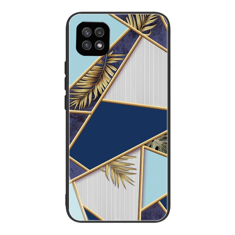 For Samsung Galaxy A22 5G Abstract Marble Pattern Glass Protective Case