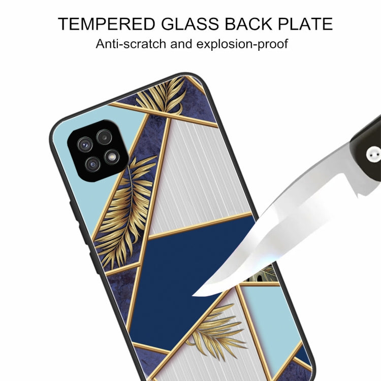For Samsung Galaxy A22 5G Abstract Marble Pattern Glass Protective Case