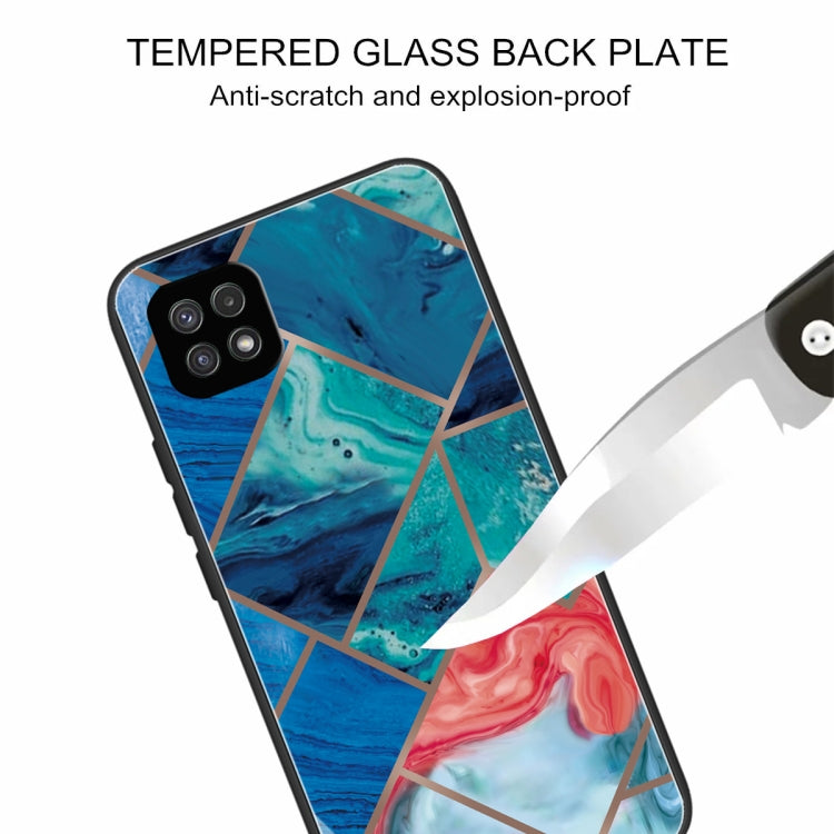 For Samsung Galaxy A22 5G Abstract Marble Pattern Glass Protective Case