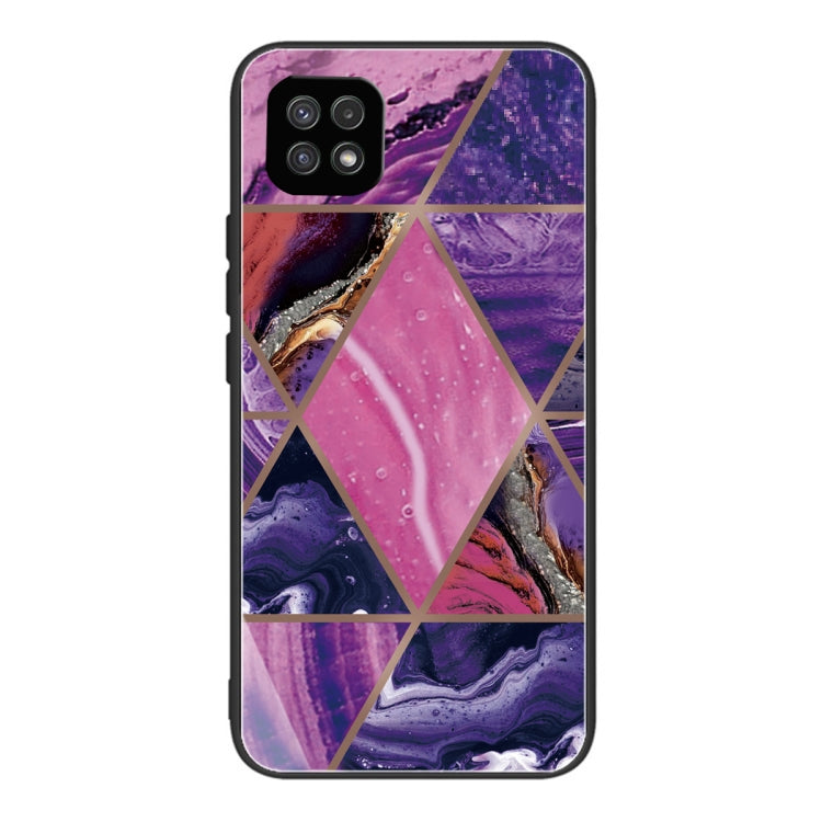 For Samsung Galaxy A22 5G Abstract Marble Pattern Glass Protective Case
