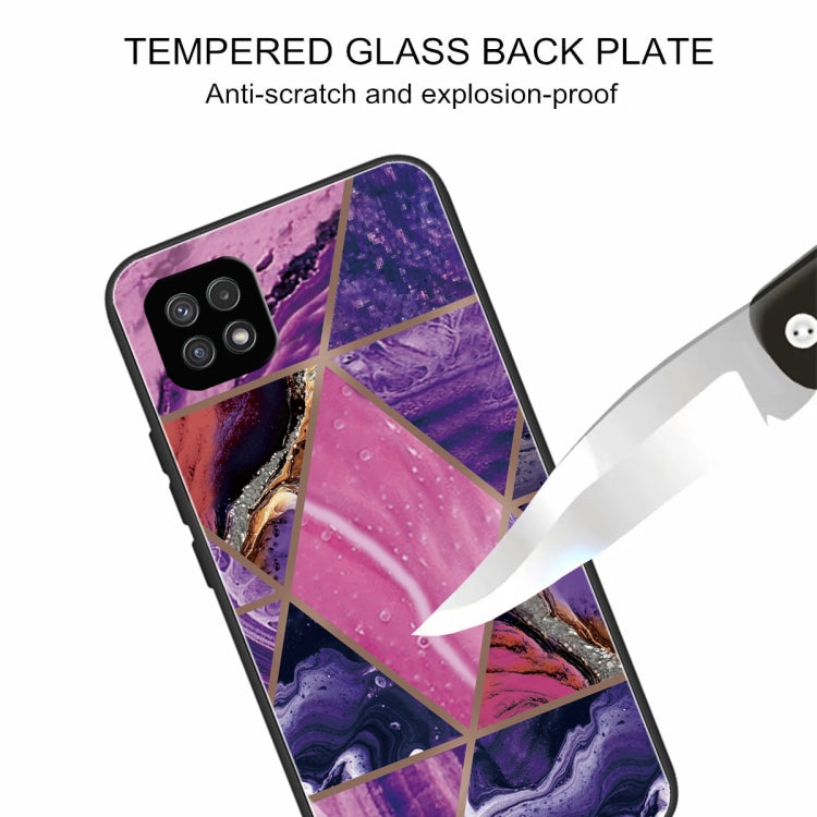 For Samsung Galaxy A22 5G Abstract Marble Pattern Glass Protective Case