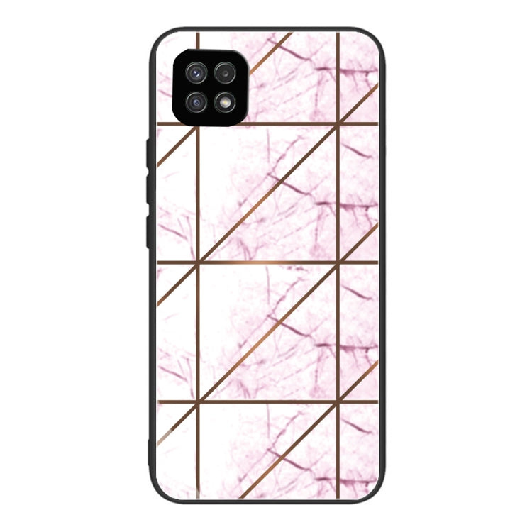 For Samsung Galaxy A22 5G Abstract Marble Pattern Glass Protective Case