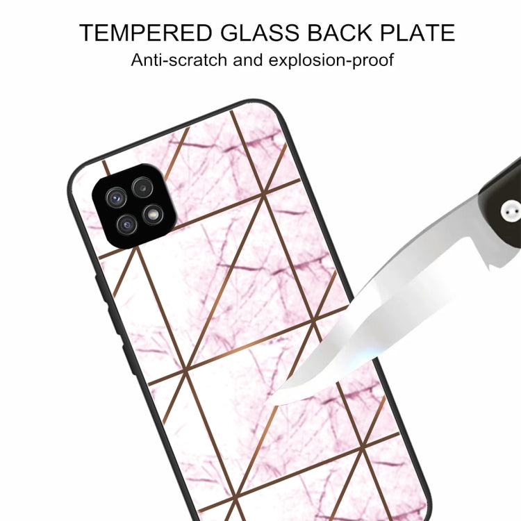For Samsung Galaxy A22 5G Abstract Marble Pattern Glass Protective Case