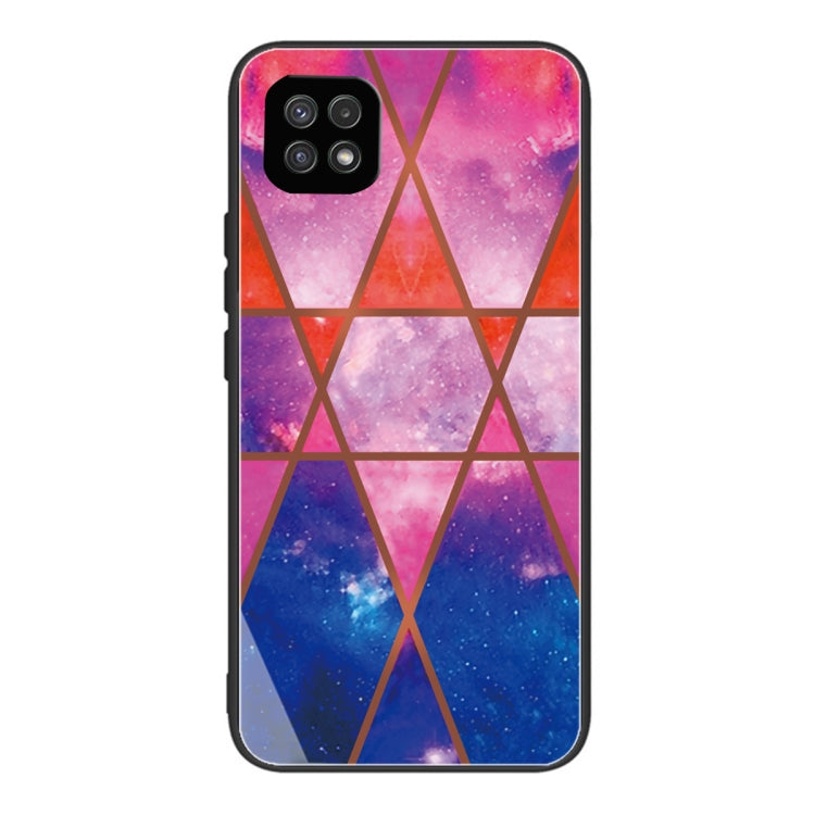 For Samsung Galaxy A22 5G Abstract Marble Pattern Glass Protective Case