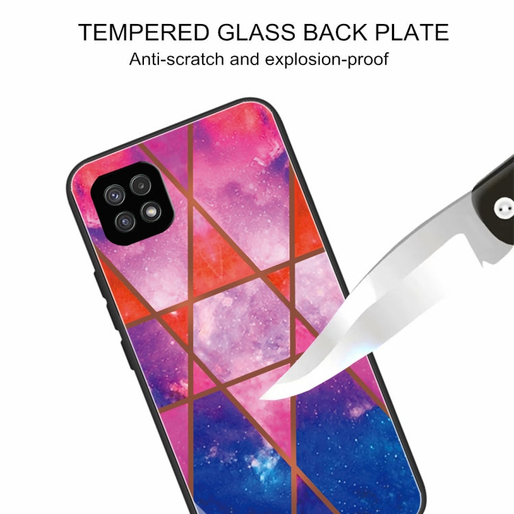 For Samsung Galaxy A22 5G Abstract Marble Pattern Glass Protective Case