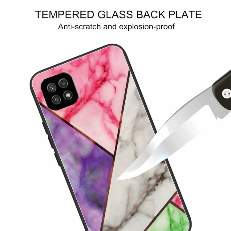 For Samsung Galaxy A22 5G Abstract Marble Pattern Glass Protective Case