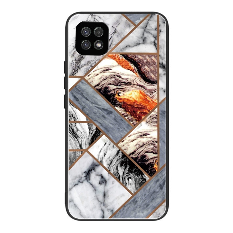 For Samsung Galaxy A22 5G Abstract Marble Pattern Glass Protective Case