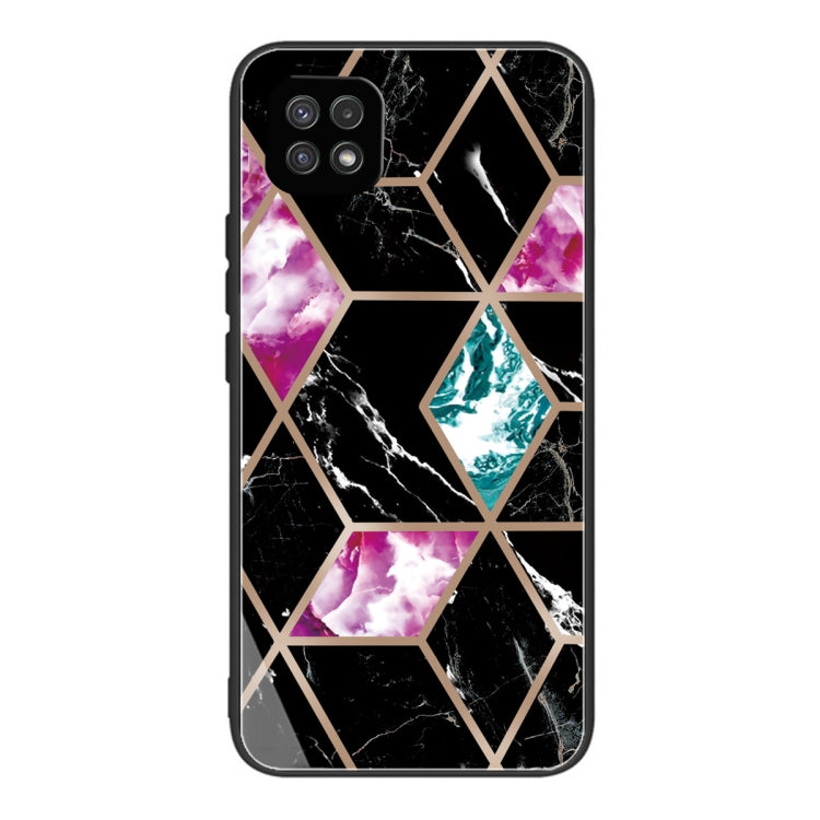 For Samsung Galaxy A22 5G Abstract Marble Pattern Glass Protective Case