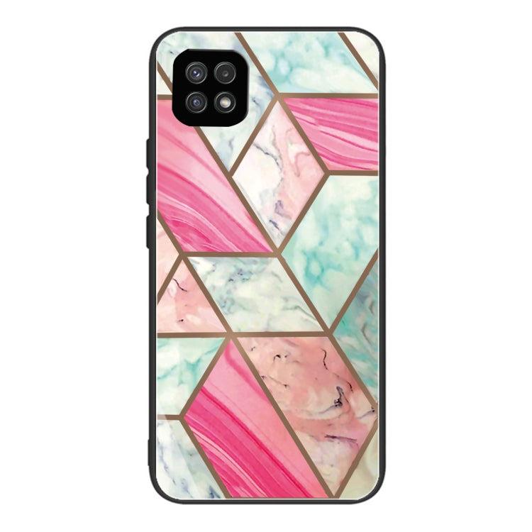 For Samsung Galaxy A22 5G Abstract Marble Pattern Glass Protective Case