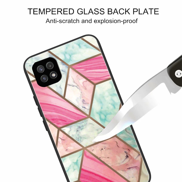 For Samsung Galaxy A22 5G Abstract Marble Pattern Glass Protective Case