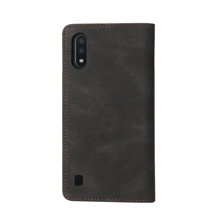 For Samsung Galaxy A01 EU Version Simple Suction Closure Horizontal Flip Leather Case with Holder & Card Slot & Wallet