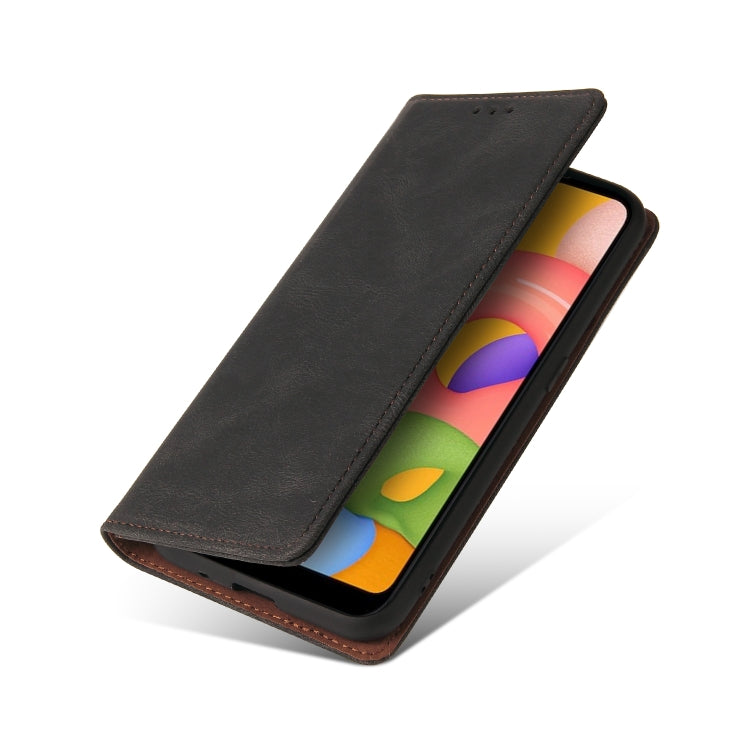 For Samsung Galaxy A01 EU Version Simple Suction Closure Horizontal Flip Leather Case with Holder & Card Slot & Wallet