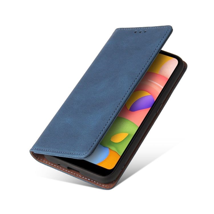 For Samsung Galaxy A01 EU Version Simple Suction Closure Horizontal Flip Leather Case with Holder & Card Slot & Wallet