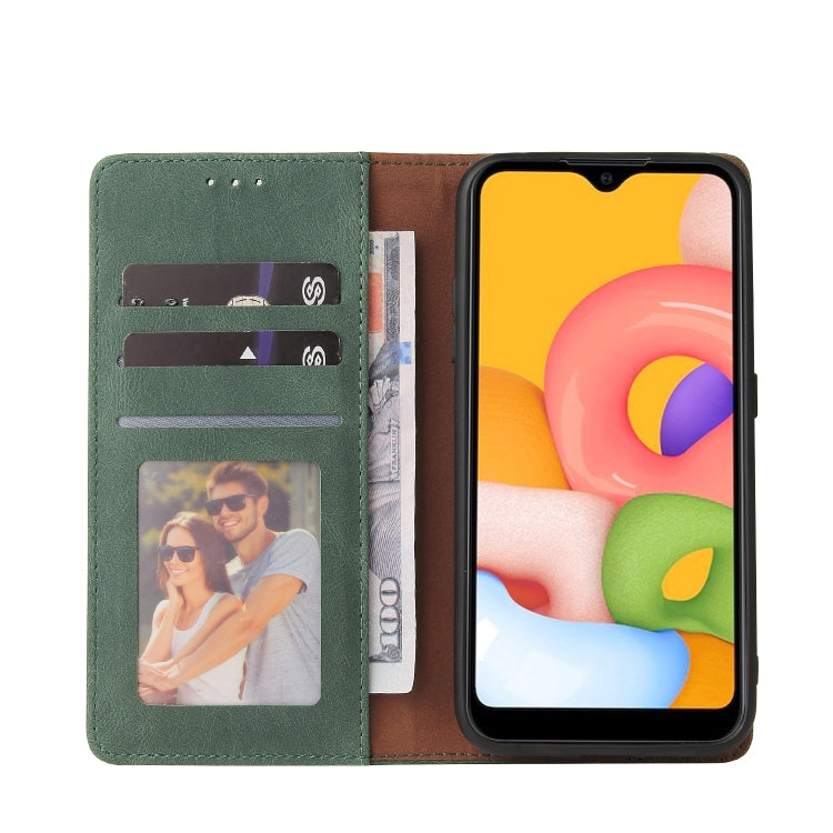 For Samsung Galaxy A01 EU Version Simple Suction Closure Horizontal Flip Leather Case with Holder & Card Slot & Wallet