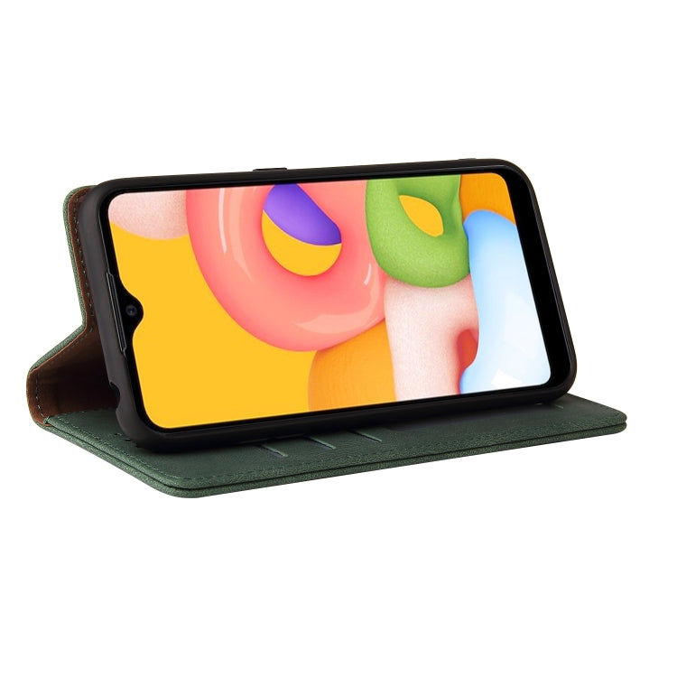 For Samsung Galaxy A01 EU Version Simple Suction Closure Horizontal Flip Leather Case with Holder & Card Slot & Wallet
