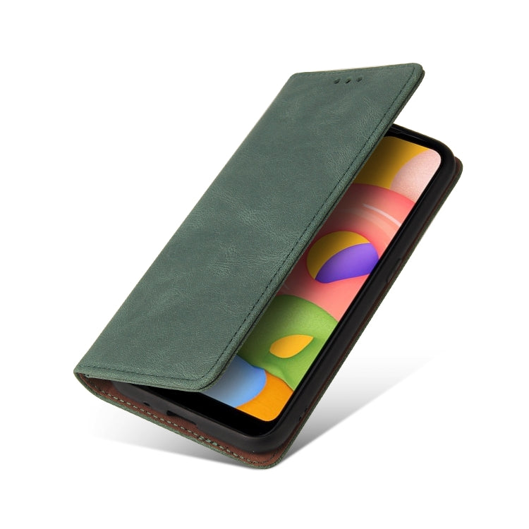 For Samsung Galaxy A01 EU Version Simple Suction Closure Horizontal Flip Leather Case with Holder & Card Slot & Wallet