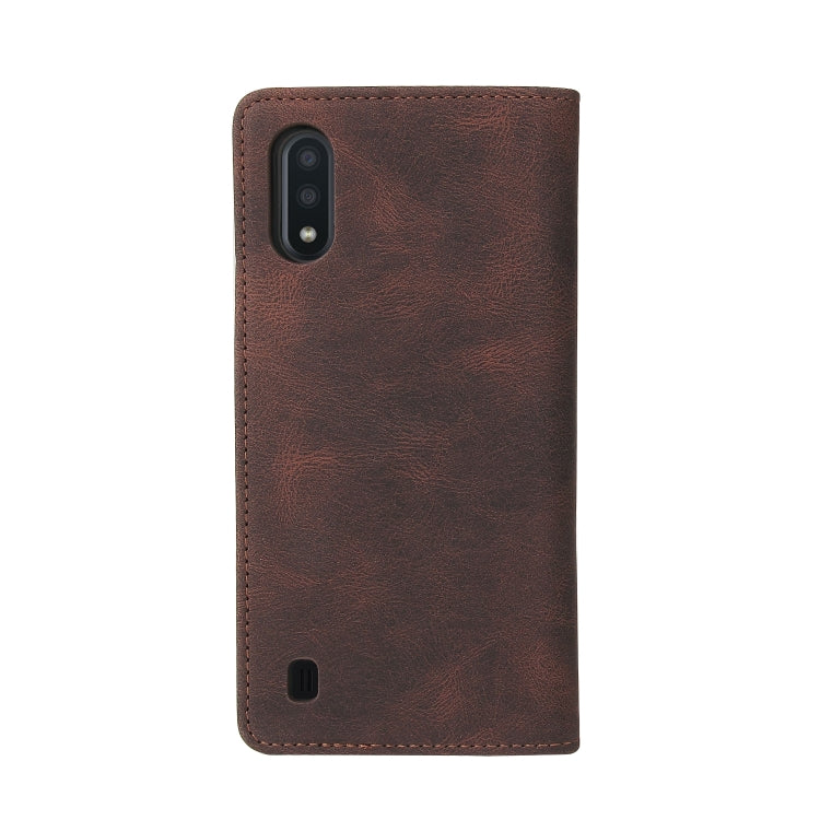 For Samsung Galaxy A01 EU Version Simple Suction Closure Horizontal Flip Leather Case with Holder & Card Slot & Wallet