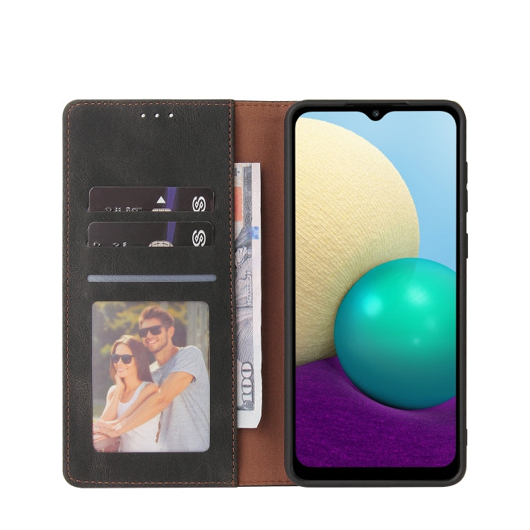 For Samsung Galaxy A02 Simple Suction Closure Horizontal Flip Leather Case with Holder & Card Slot & Wallet