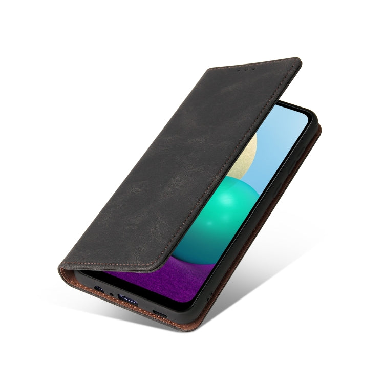For Samsung Galaxy A02 Simple Suction Closure Horizontal Flip Leather Case with Holder & Card Slot & Wallet