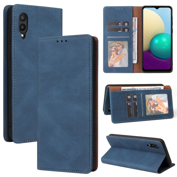 For Samsung Galaxy A02 Simple Suction Closure Horizontal Flip Leather Case with Holder & Card Slot & Wallet