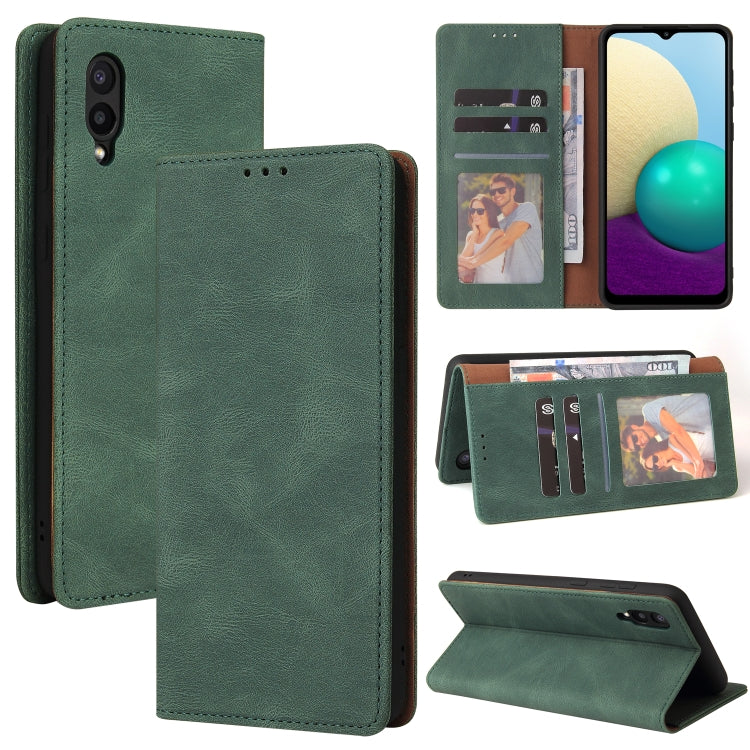 For Samsung Galaxy A02 Simple Suction Closure Horizontal Flip Leather Case with Holder & Card Slot & Wallet