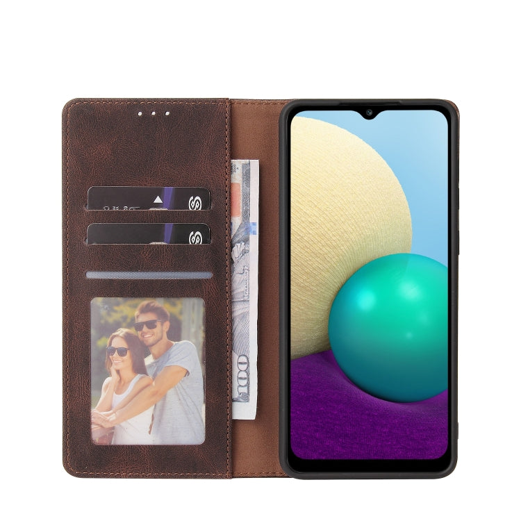 For Samsung Galaxy A02 Simple Suction Closure Horizontal Flip Leather Case with Holder & Card Slot & Wallet