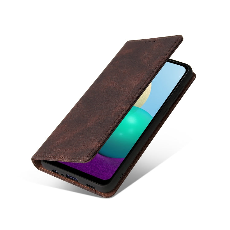 For Samsung Galaxy A02 Simple Suction Closure Horizontal Flip Leather Case with Holder & Card Slot & Wallet