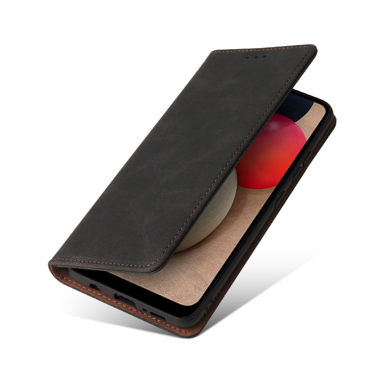 For Samsung Galaxy A02s Simple Suction Closure Horizontal Flip Leather Case with Holder & Card Slot & Wallet
