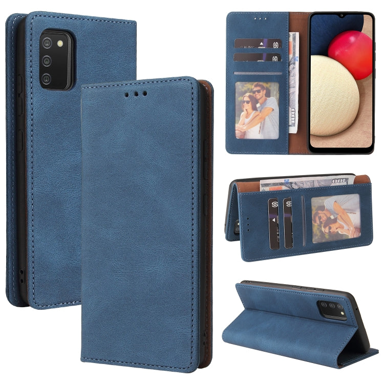 For Samsung Galaxy A02s Simple Suction Closure Horizontal Flip Leather Case with Holder & Card Slot & Wallet