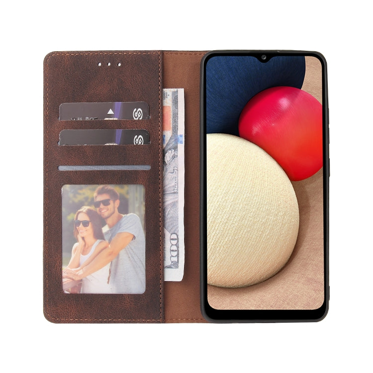 For Samsung Galaxy A02s Simple Suction Closure Horizontal Flip Leather Case with Holder & Card Slot & Wallet