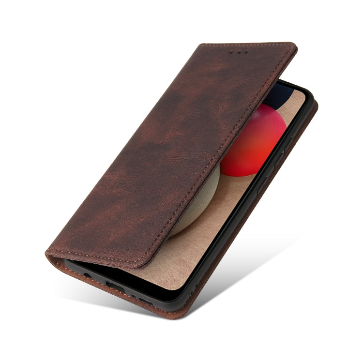 For Samsung Galaxy A02s Simple Suction Closure Horizontal Flip Leather Case with Holder & Card Slot & Wallet