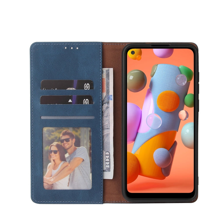 For Samsung Galaxy A11 EU Version Simple Suction Closure Horizontal Flip Leather Case with Holder & Card Slot & Wallet
