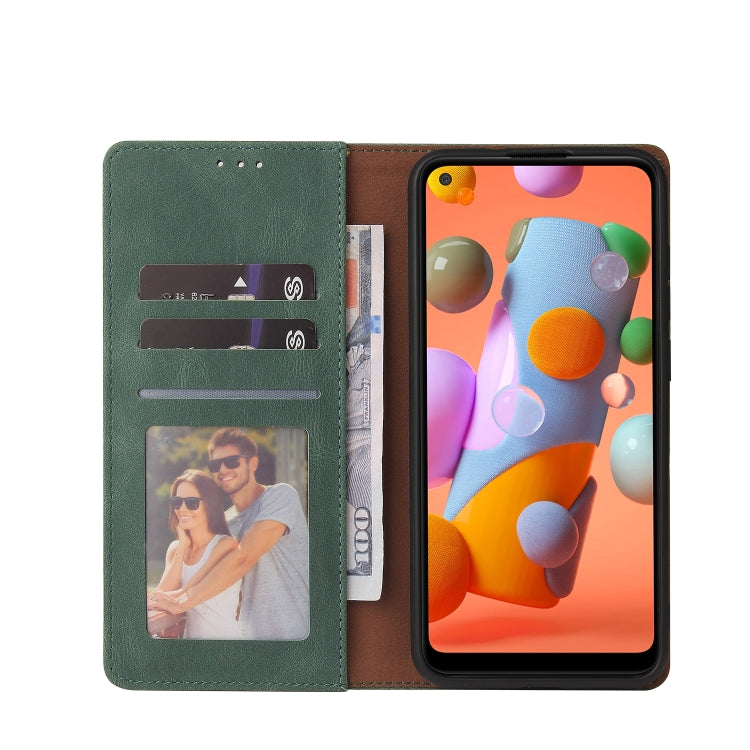 For Samsung Galaxy A11 EU Version Simple Suction Closure Horizontal Flip Leather Case with Holder & Card Slot & Wallet