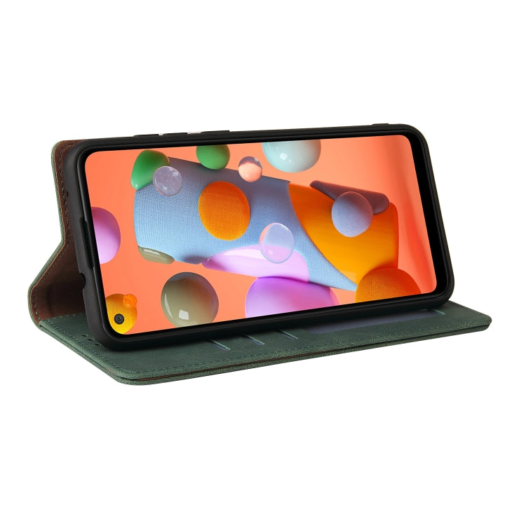 For Samsung Galaxy A11 EU Version Simple Suction Closure Horizontal Flip Leather Case with Holder & Card Slot & Wallet