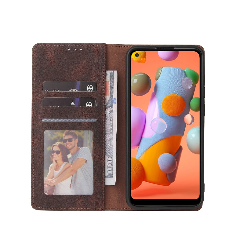 For Samsung Galaxy A11 EU Version Simple Suction Closure Horizontal Flip Leather Case with Holder & Card Slot & Wallet